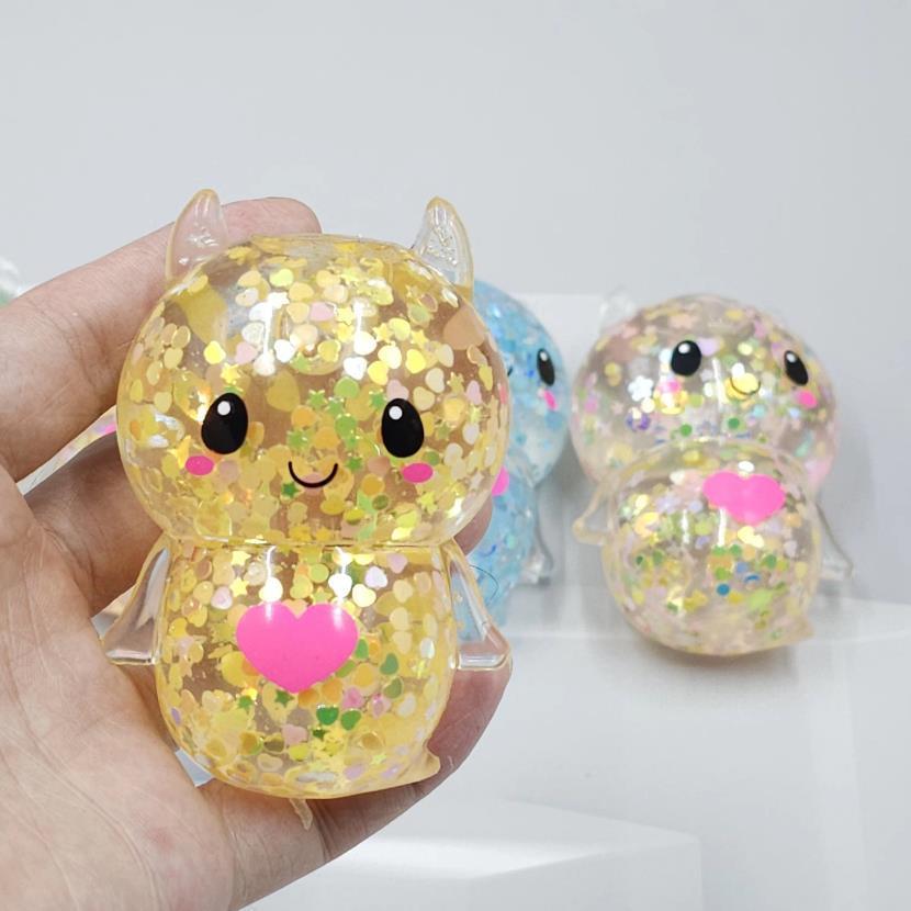 Đồ chơi nắn bóp đàn hồi siêu chậm Squishy trong suốt hình Gấu lấp lánh dễ thương - Đồ chơi giải nén giảm stress