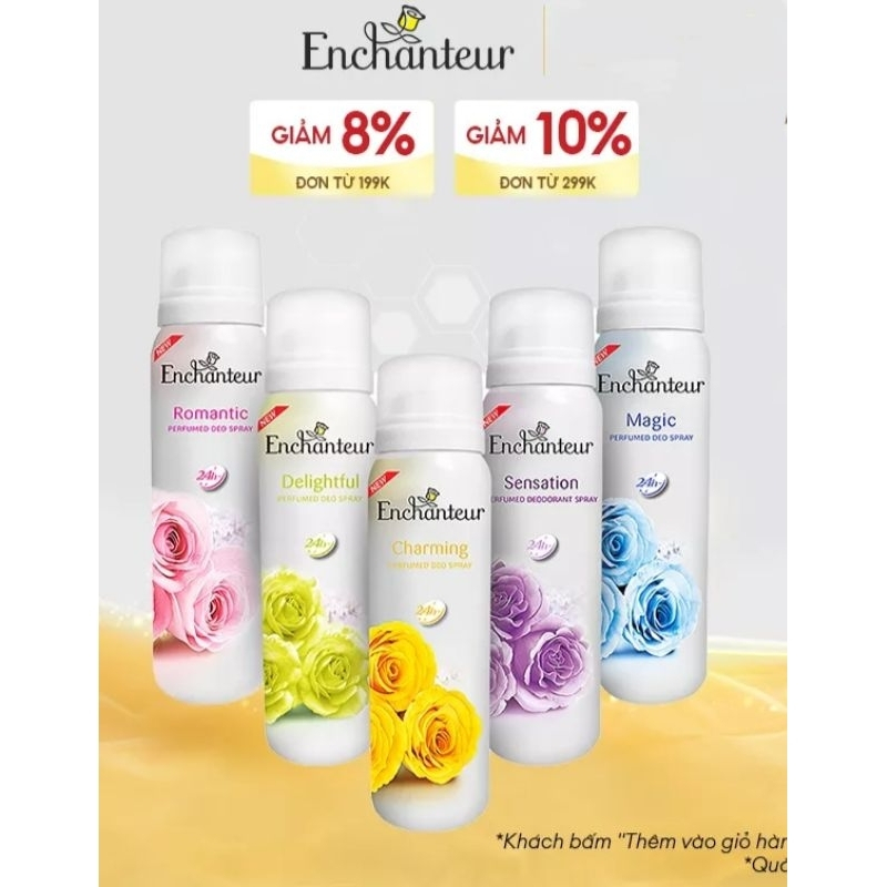 Xịt khử mùi Enchanteur charming/Sensation/Romatic/delightful/magic