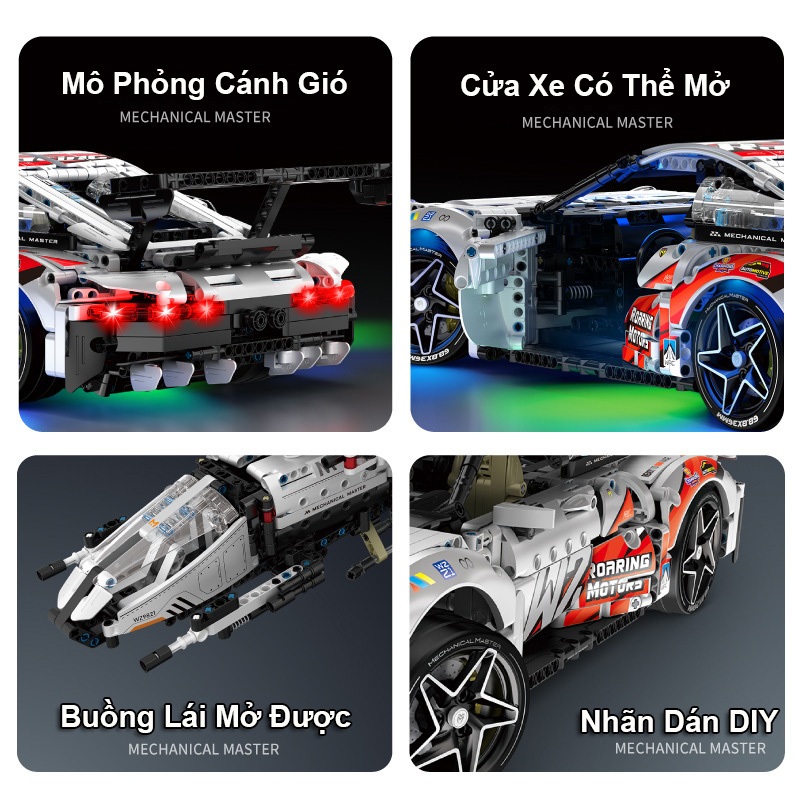 Đồ Chơi Lắp Ráp Kiểu Lego Điều Khiển Từ Xa RC Technic 2in1 Siêu Xe Porsche 911 Biến Hình Máy Bay Chiến Đấu 1861 PCS