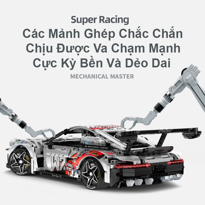 Đồ Chơi Lắp Ráp Kiểu Lego Điều Khiển Từ Xa RC Technic 2in1 Siêu Xe Porsche 911 Biến Hình Máy Bay Chiến Đấu 1861 PCS