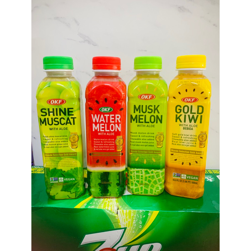 Nước ép trái cây thạch nha đam vị nho, dưa lưới, dưa hấu Hàn Quốc 500ml