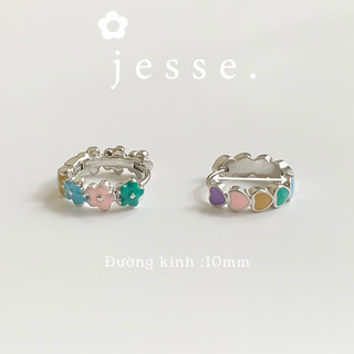 1 chiếc khuyên tai vòng  màu cầu vồng đường kính 10mm jessevn