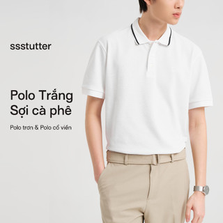  Áo polo trắng nam nữ SSSTUTTER cổ bẻ cotton sợi cà phê co giãn dáng regular RUGBY POLO & VIEN POLO