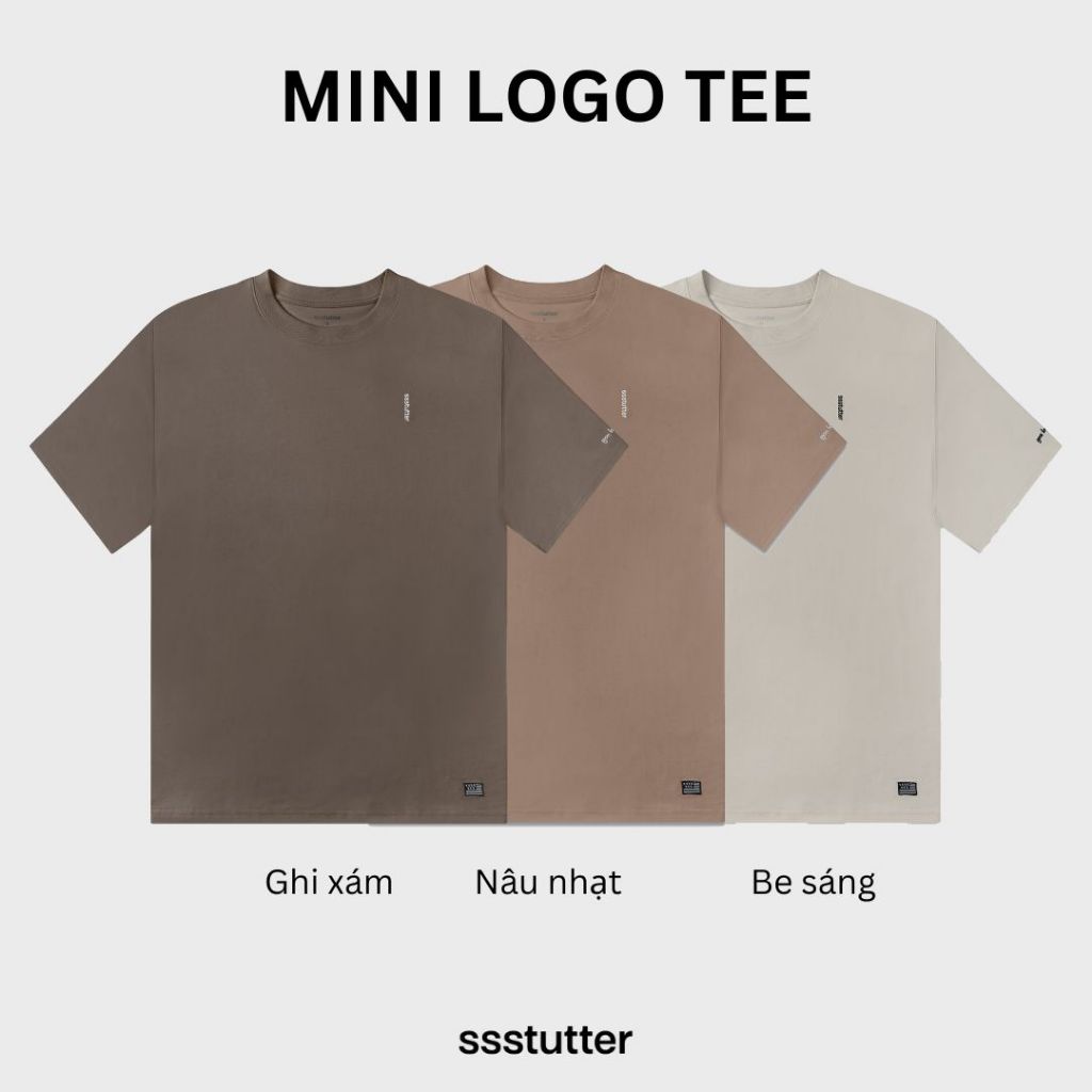 Áo thun cổ tròn tay lỡ nam SSSTUTTER cotton 2 chiều 250gsm thêu logo cách điệu năng động thoáng mát SSS. MINI LOGO TEE