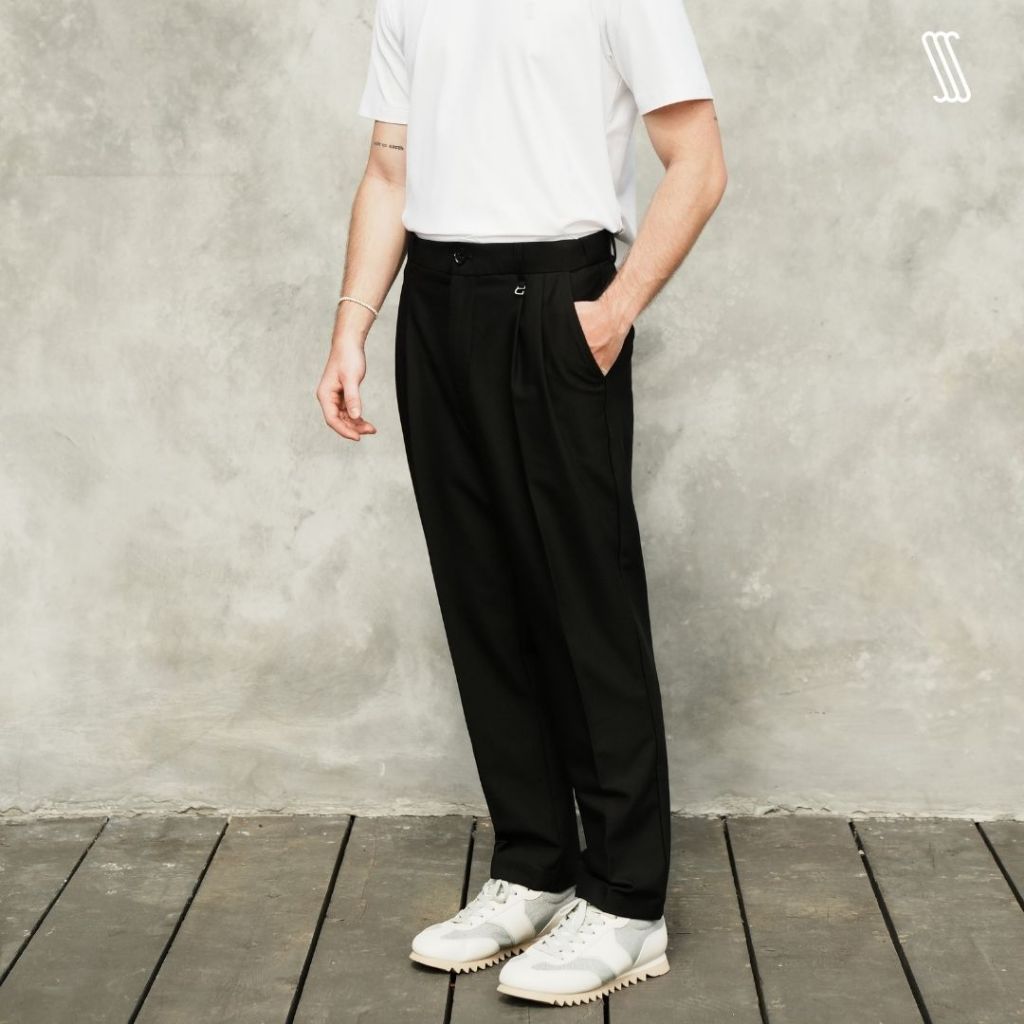 Quần âu ống đứng nam dáng cropped SSSTUTTER xếp li có móc khoen đỉa tôn dáng linh hoạt đi làm đi chơi SSS. CROP TROUSERS