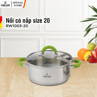 Nồi Inox 5 đáy KIELER đáy từ 20cm nấu nhanh, tiết kiệm điện, có 2 lớp chống dính Whitford ít bám dầu mỡ RW1003-20