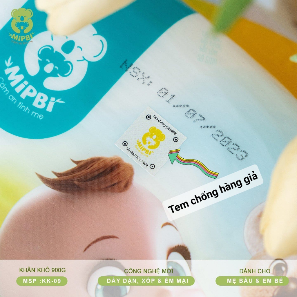 Khăn giấy khô đa năng Mipbi 900g cho bé sợi bông 100% tự nhiên - Monnie Kids