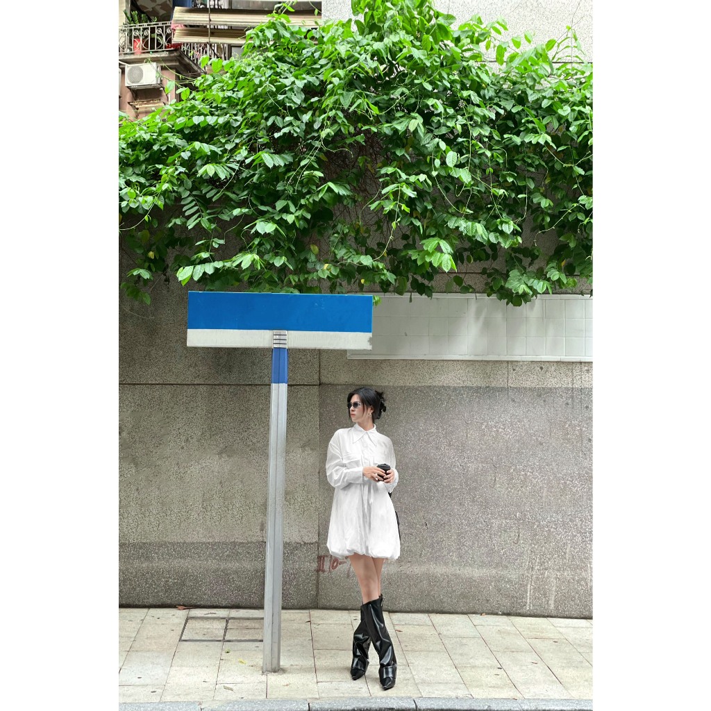 Váy liền Onetone cổ sơ mi phối chun Mity