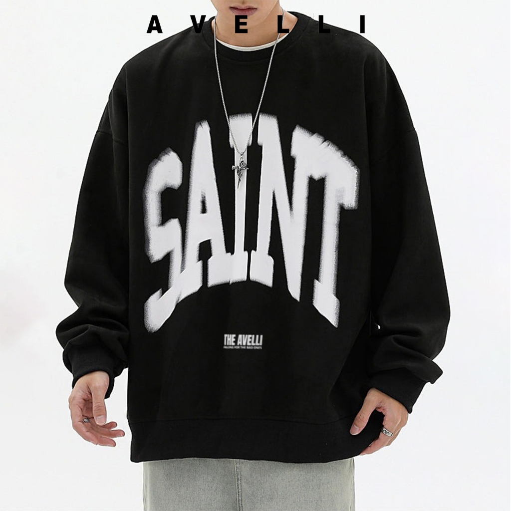 Áo sweater nỉ bông The Avelli saint unisex nam nữ form rộng chuẩn