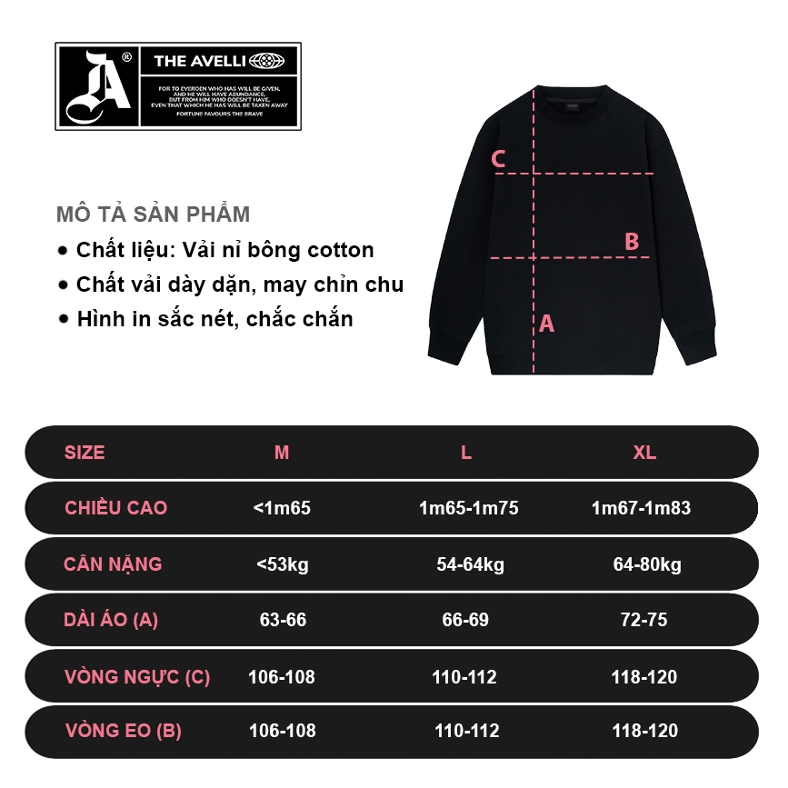 Áo sweater nỉ bông The Avelli saint unisex nam nữ form rộng chuẩn