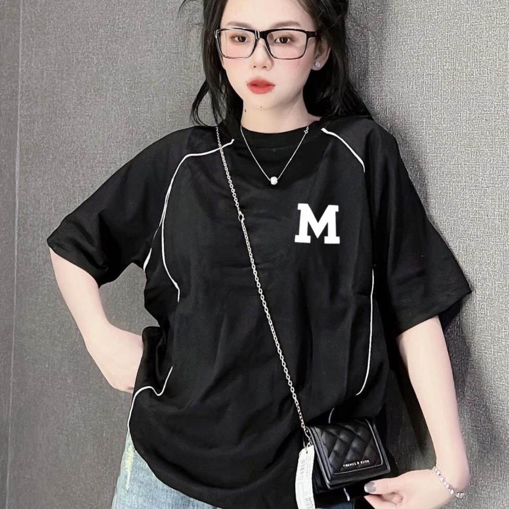 Áo thun cotton 3158 - Viền Chạy Nổi , Chữ M , Form 40-70Kg Hothit