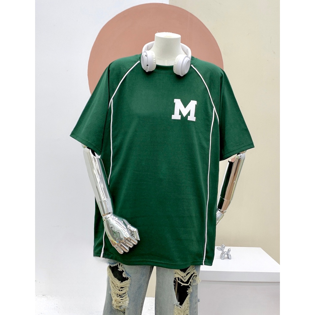 Áo thun cotton 3158 - Viền Chạy Nổi , Chữ M , Form 40-70Kg Hothit