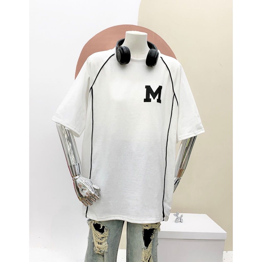 Áo thun cotton 3158 - Viền Chạy Nổi , Chữ M , Form 40-70Kg Hothit