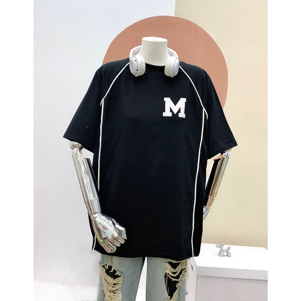 Áo thun cotton 3158 - Viền Chạy Nổi , Chữ M , Form 40-70Kg Hothit