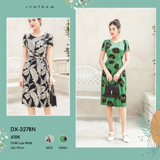 Đầm xoè nữ hoạ tiết lạ mắt chất lụa nhật mềm mịn LYNTRAN DX-3278N