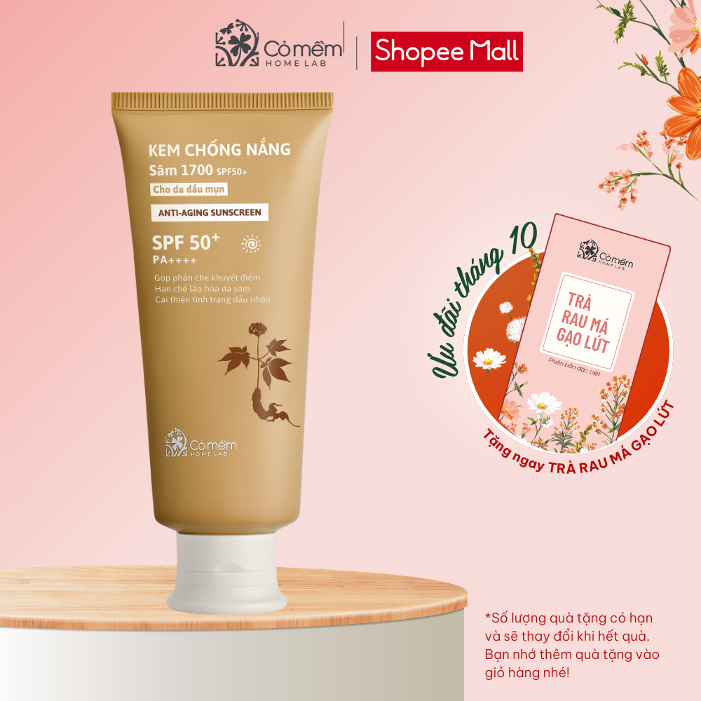 Kem Chống Nắng Sâm 1700 SPF50 PA++++ Phổ Rộng Ngừa Lão Hoá Bảo Vệ Dưỡng Ẩm Da Cỏ Mềm 60g