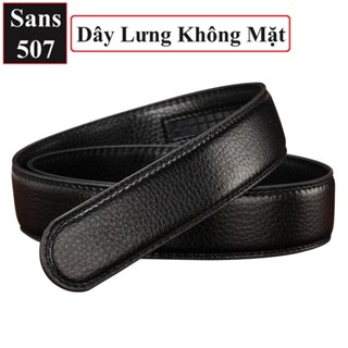 Dây thắt lưng không đầu khoá Sans507 bản 3.5cm nịt nam đen da trơn mềm đẹp thời trang phong cách lịch lãm giá rẻ đen