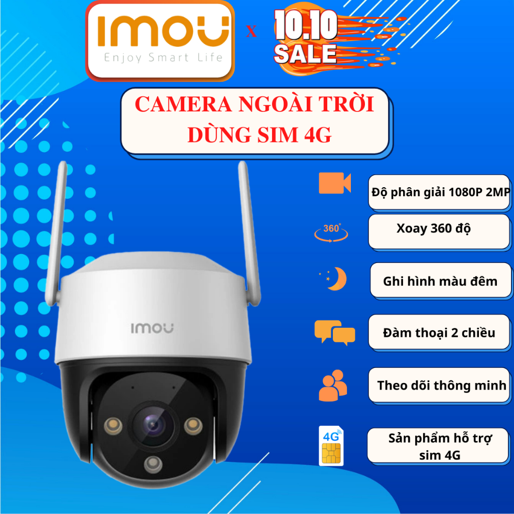 Camera IMOU ngoài trời dùng sim 4G, Imou Cruiser 4G S21FTP 1080P