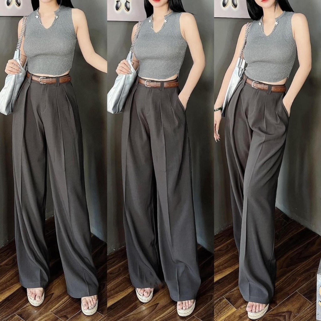 QUẦN TÂY ỐNG RỘNG NỮ  dáng suông kèm thắt lưng phong cách trẻ trung tôn dáng MÃ 003