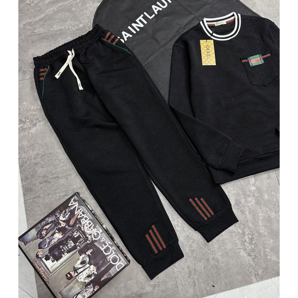 Bộ quần áo nỉ thu đông dài tay nam guici Chất xốp tàu cao cấp dáng thể thao năng động