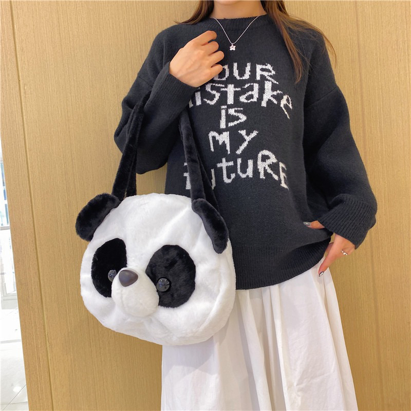 Lacyesbza panda túi xách sang trọng, gấu trúc dung tích lớn, ba lô sang trọng túi đựng dây kéo hoạt hình sóc