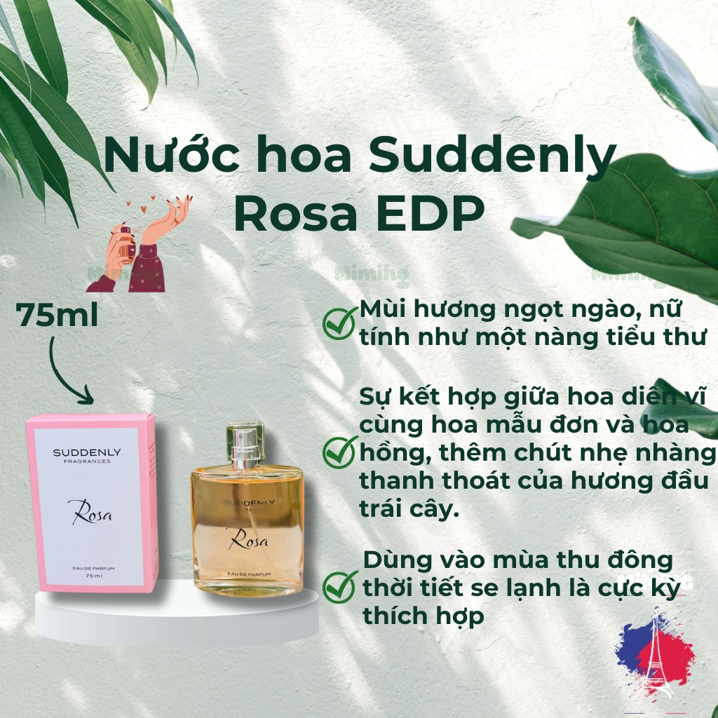 Nước hoa Suddenly Rosa chai 75ml, giúp mọi cô gái đều trở lên quyễn rũ và thu hút hơn_MiMi HG