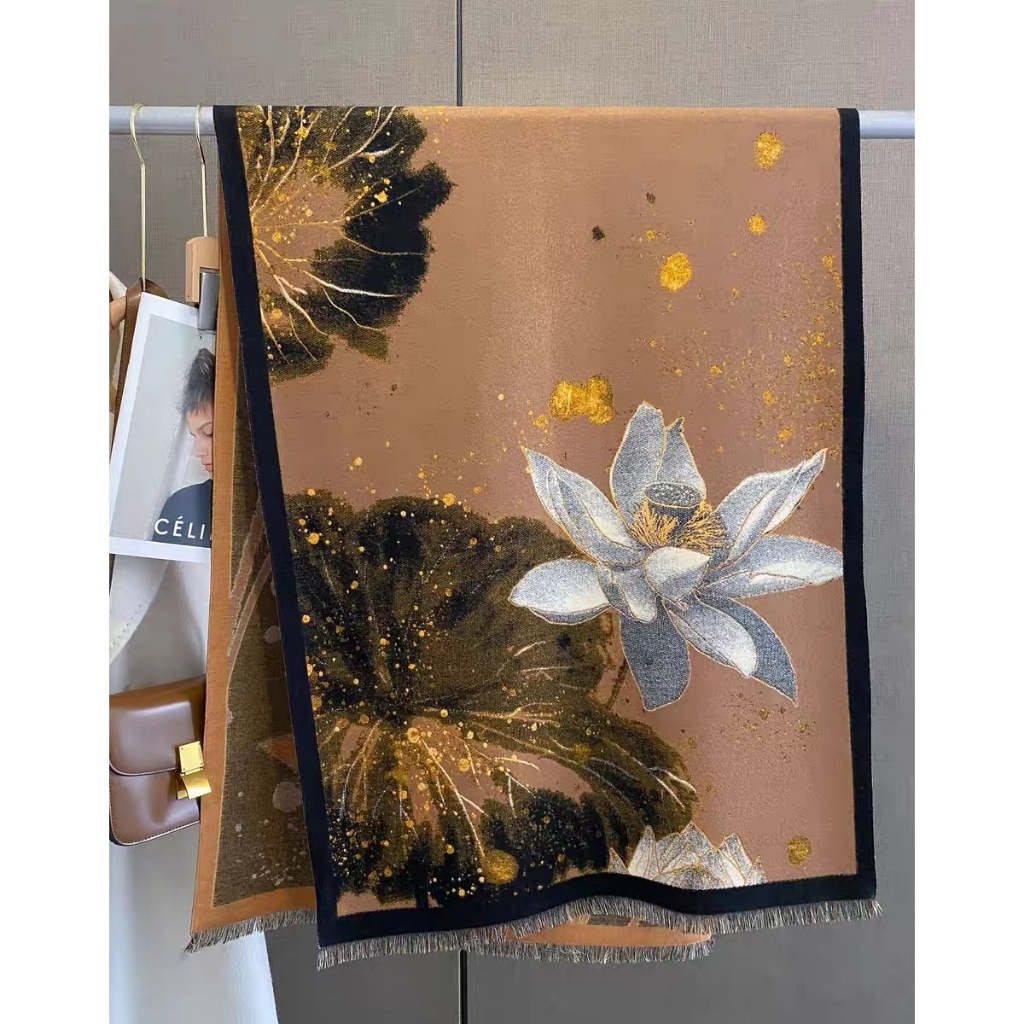 KH19 khăn choàng hoa sen đi chùa 180*65