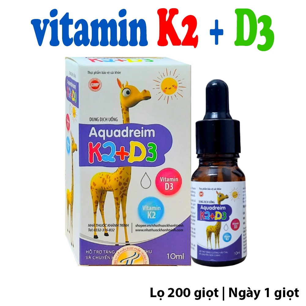 Vitamin nhỏ giọt Aquadreim K2+D3 bổ sung vitamin D3 và K2 cho trẻ nhỏ