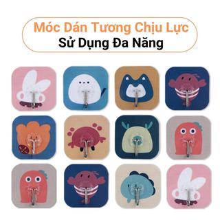 Miếng dán tường treo đồ siêu dính chịu lực, móc treo tường hình động vật cute chịu lực tốt siêu bền