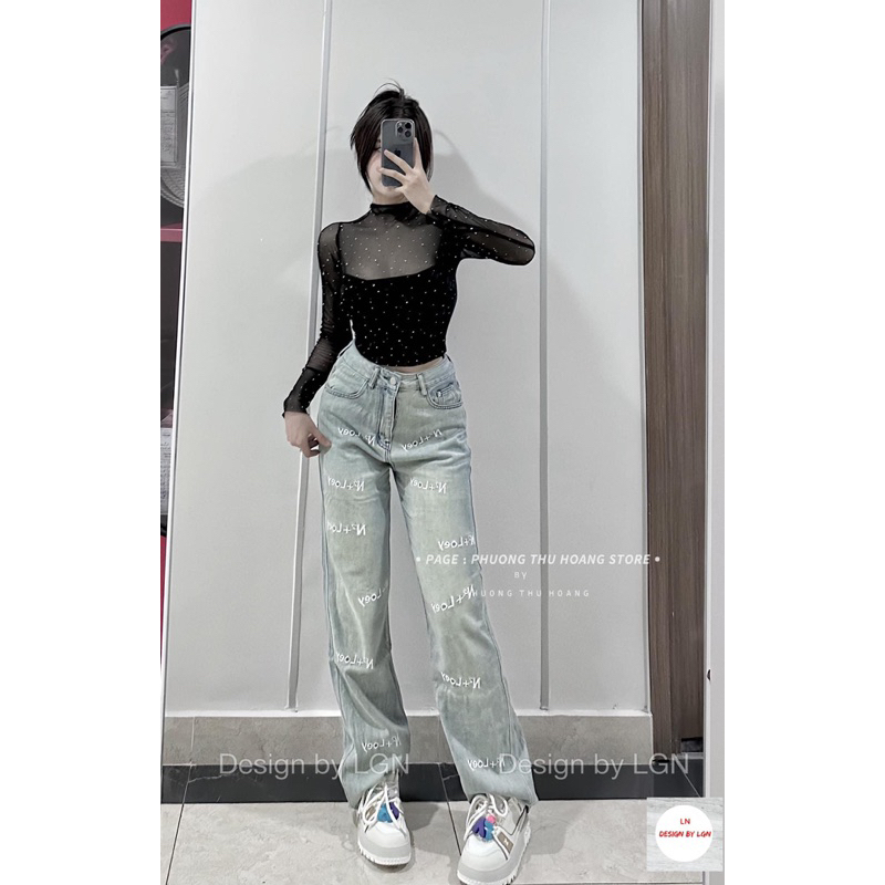 Áo lưới tơ mềm đính đá lóng lánh 🥰