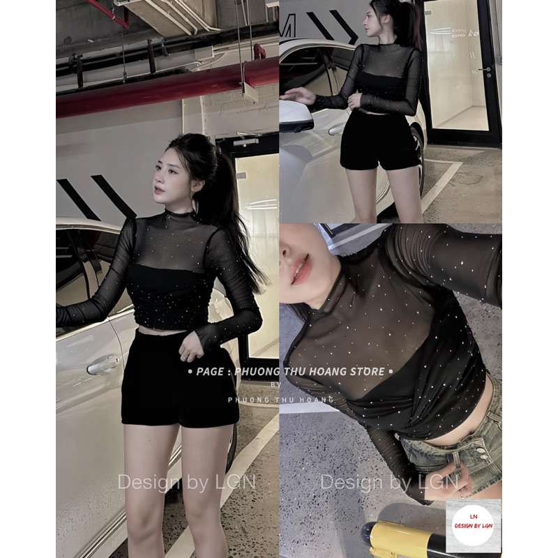 Áo lưới tơ mềm đính đá lóng lánh 🥰