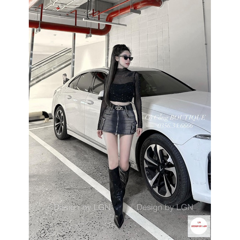 Áo lưới tơ mềm đính đá lóng lánh 🥰
