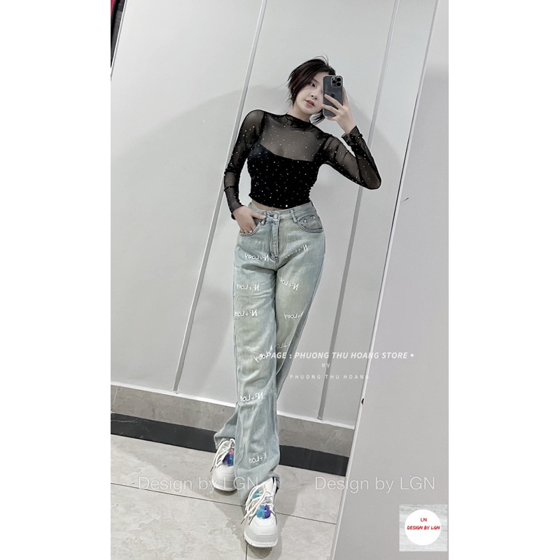Áo lưới tơ mềm đính đá lóng lánh 🥰