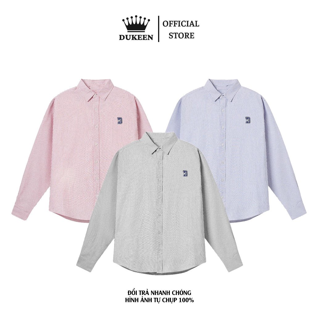 Áo Sơ Mi Nam Nữ Unisex Kẻ Sọc Tay Dài Premium Oxford Shirt Logo D Thêu SM029