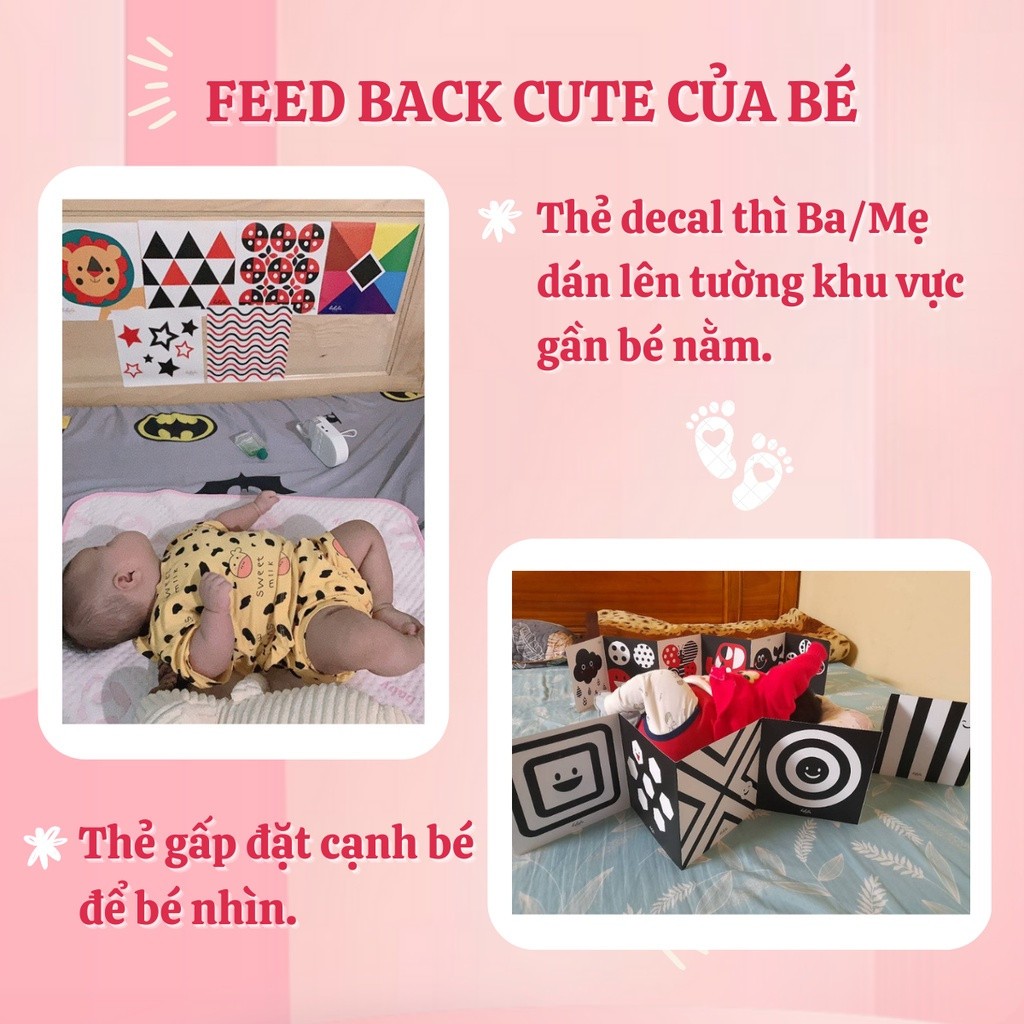 Bộ thẻ gấp kích thích thị giác cho trẻ sơ sinh từ 0-12 tháng Lalala Baby nhiều màu sắc