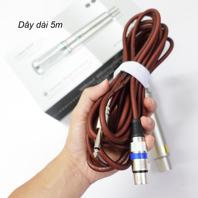 Micro có dây Tomahawk đời mới năm 2023 dây dài 5m, thân mic kim loại chống han