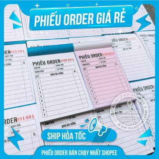 Phiếu order, sổ order, phiếu ghi món ăn, thức uống giá rẻ - 100 tờ - 2 liên - size 7x10cm