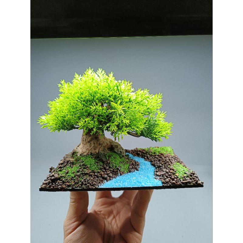 Tiểu cảnh " Cây Bên Suối" gỗ lũa dành cho bể cá cảnh, bể thủy sinh kích thước nhỏ, cubic, bể tròn, t