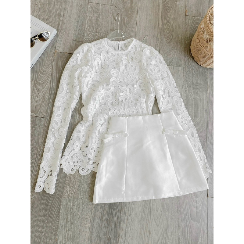 SET ÁO REN + CHÂN VÁY TAFTA XỊN