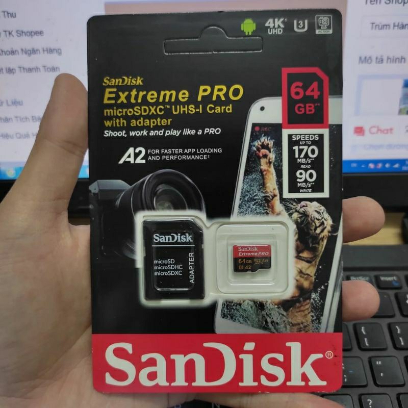 Thẻ nhớ MicroSD Sandisk Extreme PRO 256GB, 128GB, 64GB, 32GB tốc độ cao Upto 170MB/s quay full HD, video 2K, video 4K
