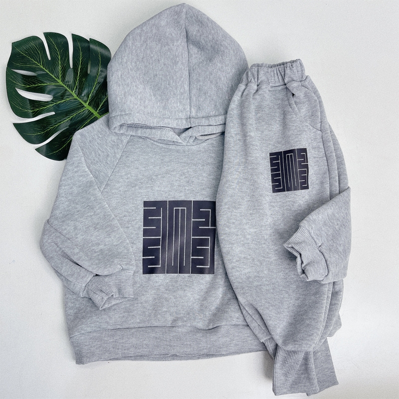 Bộ nỉ bông hoodie cho bé trai bé gái bộ đồ dài tay cho bé từ 1-5 tuổi