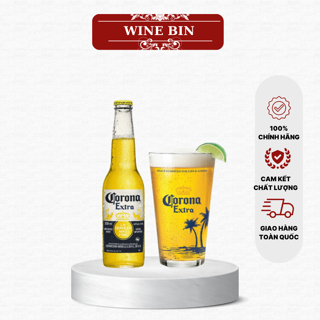 Bia Corona Extra 4.6% (335ml) nhập khẩu Mexico chính hãng lốc 6 chai