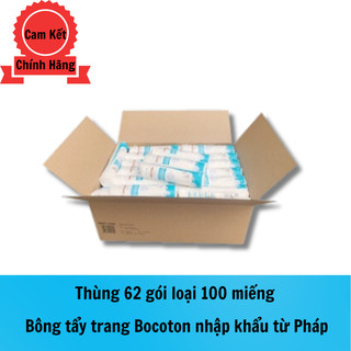 1 Thùng bông tẩy trang 100 miếng Bocoton nhập khẩu Pháp 62 gói/thùng (62 gói x 100 miếng)