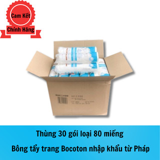 1 Thùng 30 gói bông tẩy trang Bocoton loại 80 miếng nhập khẩu từ Pháp (30x80 miếng)