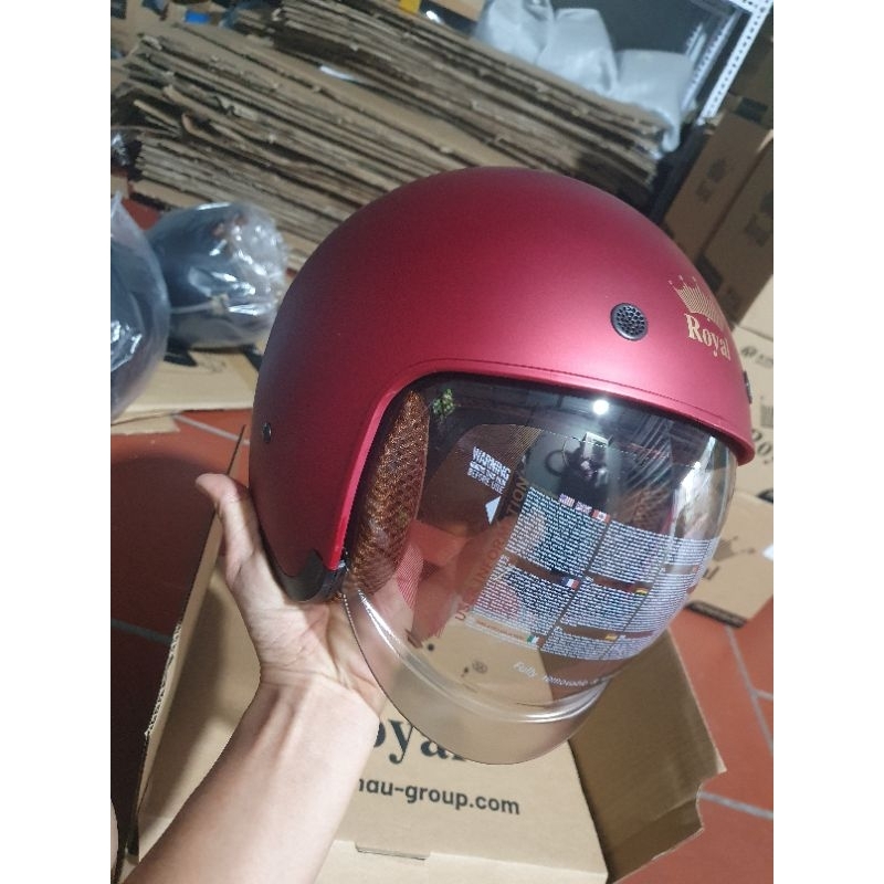 Mũ bảo hiểm royal139 kính âm - Nón bảo hiểm 3/4 dấu kính m139 màu đỏ đô nhám