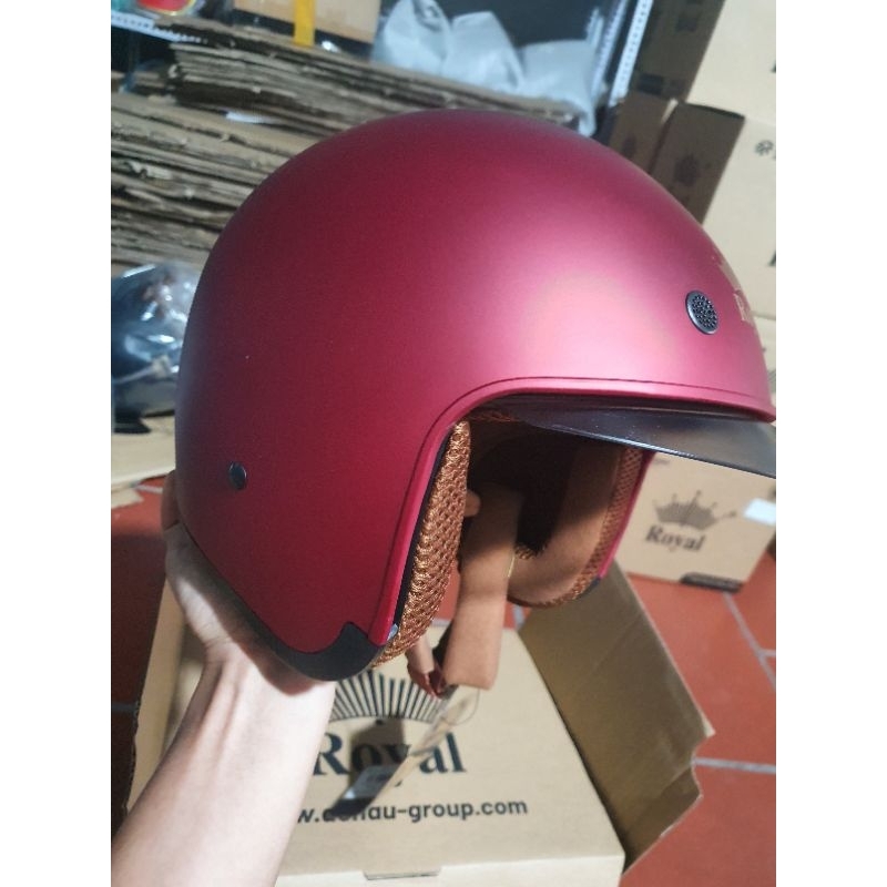 Mũ bảo hiểm royal139 kính âm - Nón bảo hiểm 3/4 dấu kính m139 màu đỏ đô nhám