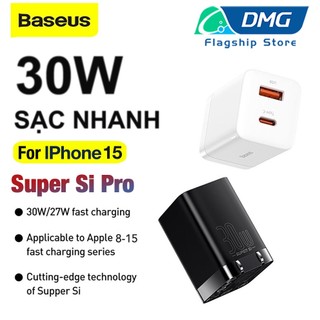 Củ sạc nhanh baseus 30w 2 cổng c+u super si pro,1c 30w,hỗ trợ pd3.0/qc3.0/pps,cho13 pro 14 pro max 27w 30w laptop vv