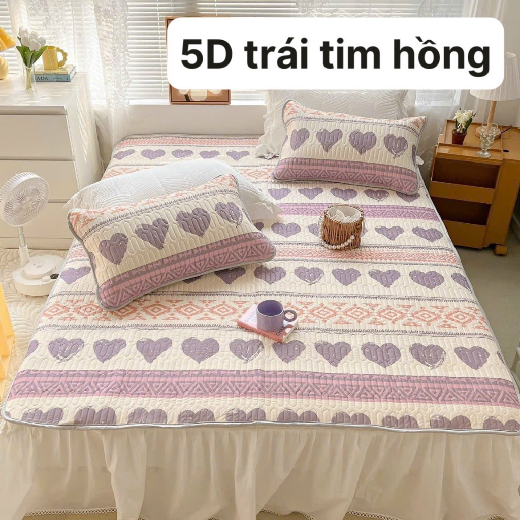 Chiếu Điều Hòa Cao Su Non Latex 3D/5D tặng kèm 2 vỏ gối vải lụa siêu mịn mát, ga trải giường -HÀNG LOẠI 1