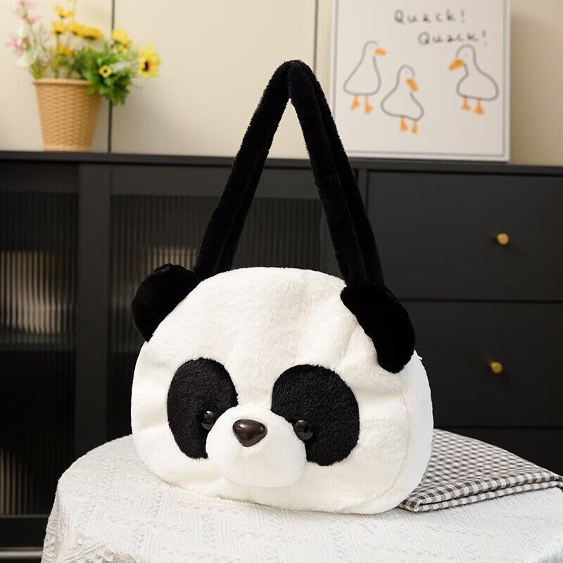 Lacyesbza panda túi xách sang trọng, gấu trúc dung tích lớn, ba lô sang trọng túi đựng dây kéo hoạt hình sóc
