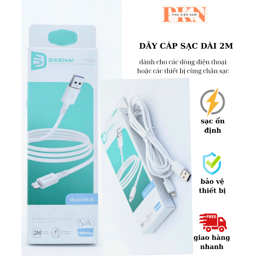 Dây cáp sạc DÀI, dây cáp sạc 5A dài 2m. dây cáp dành cho các dòng điện thoại hoặc các thiết bị cùng chân sạc.